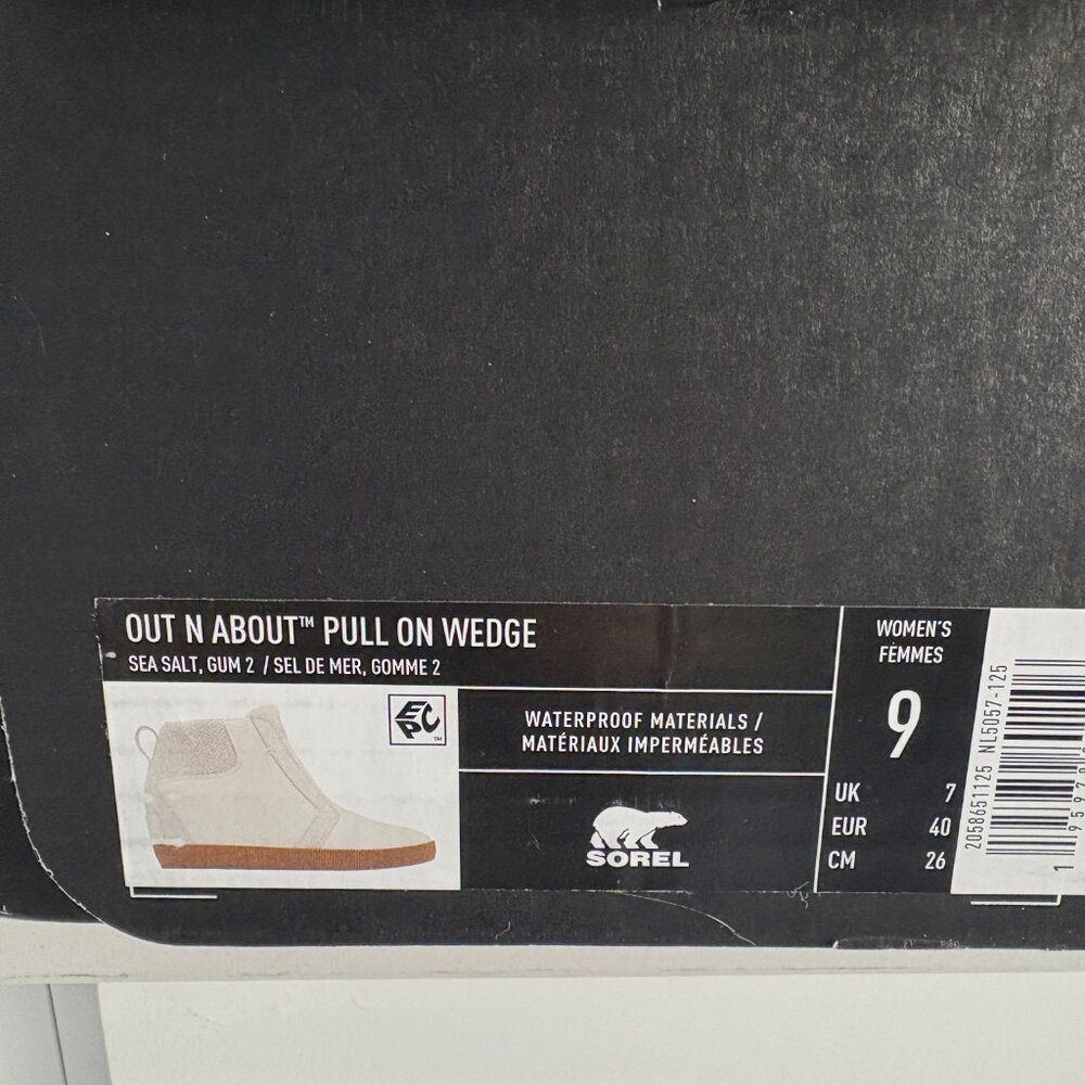 Sorel Out N About Pull On Wedge Booties Leather Chelsea Boots Sea Salt Size 9 - Picture 7 of 7